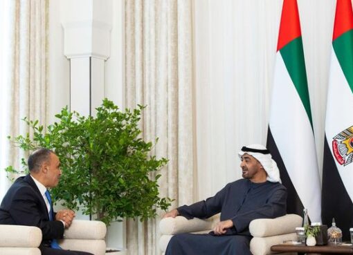 وزير الخارجية والهجرة يلتقي مع رئيس دولة الإمارات العربية المتحدة